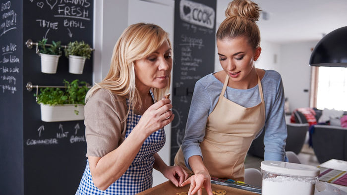 Mom and daughter baking