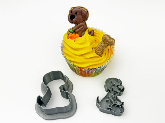 Dog with Pumpkin Cupcake Topper