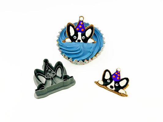 Dog with Birthday Hat Cupcake Topper
