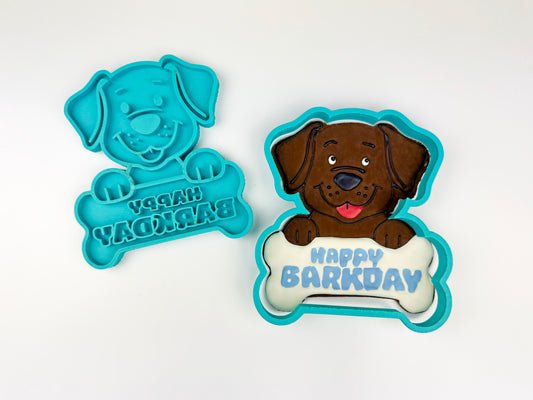 XL Dog Fondant Happy Barkday Cutter/Stamper (5 inches)