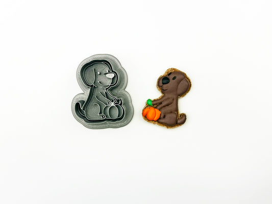 Dog with Pumpkin Cupcake Topper