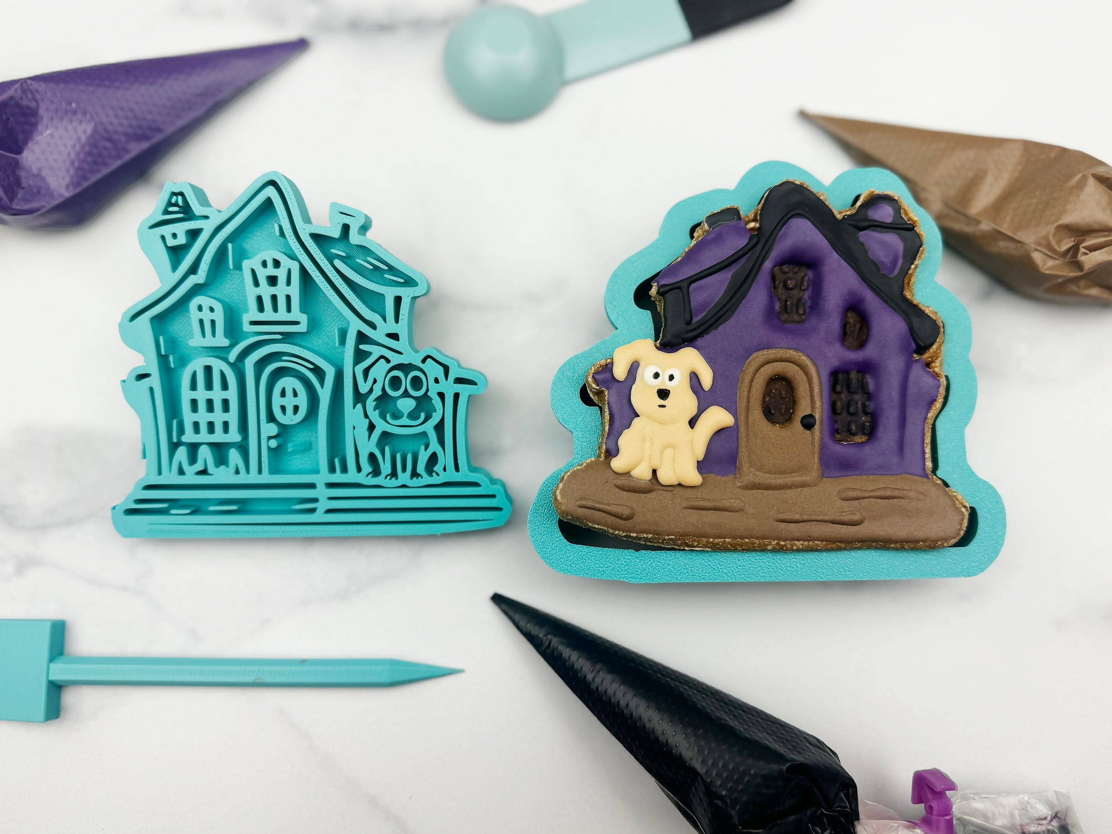 Dog in Front of Haunted House